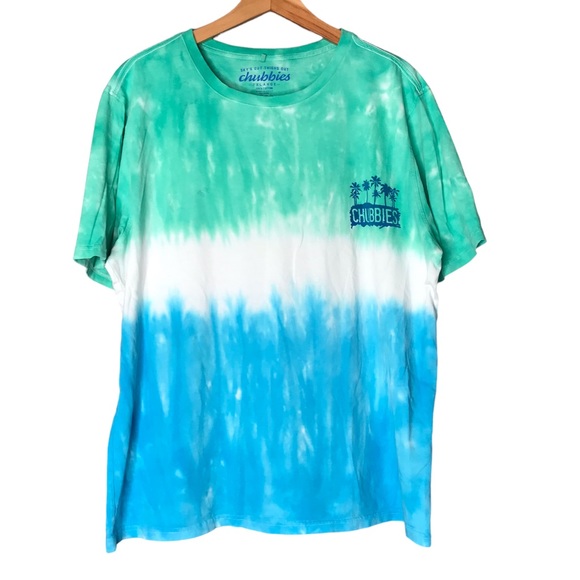 Chubbies Tie Dye Short Sleeve Tee Green Blue Cotton T-Shirt Men’s 2XL - Picture 1 of 9